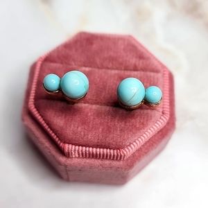 Fashion simulated turquoise open balls ring